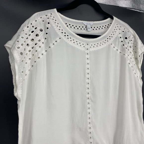 Calvin Klein - White Embroidered Eyelet Tunic - Picture 2 of 7